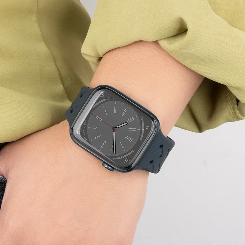 Sport Braided Silicone Strap For Apple Watch Band 44mm 40mm 45mm 49mm 38mm Breathable bracelet iwatch series 9 7 3 8 se ultra 2 image 5
