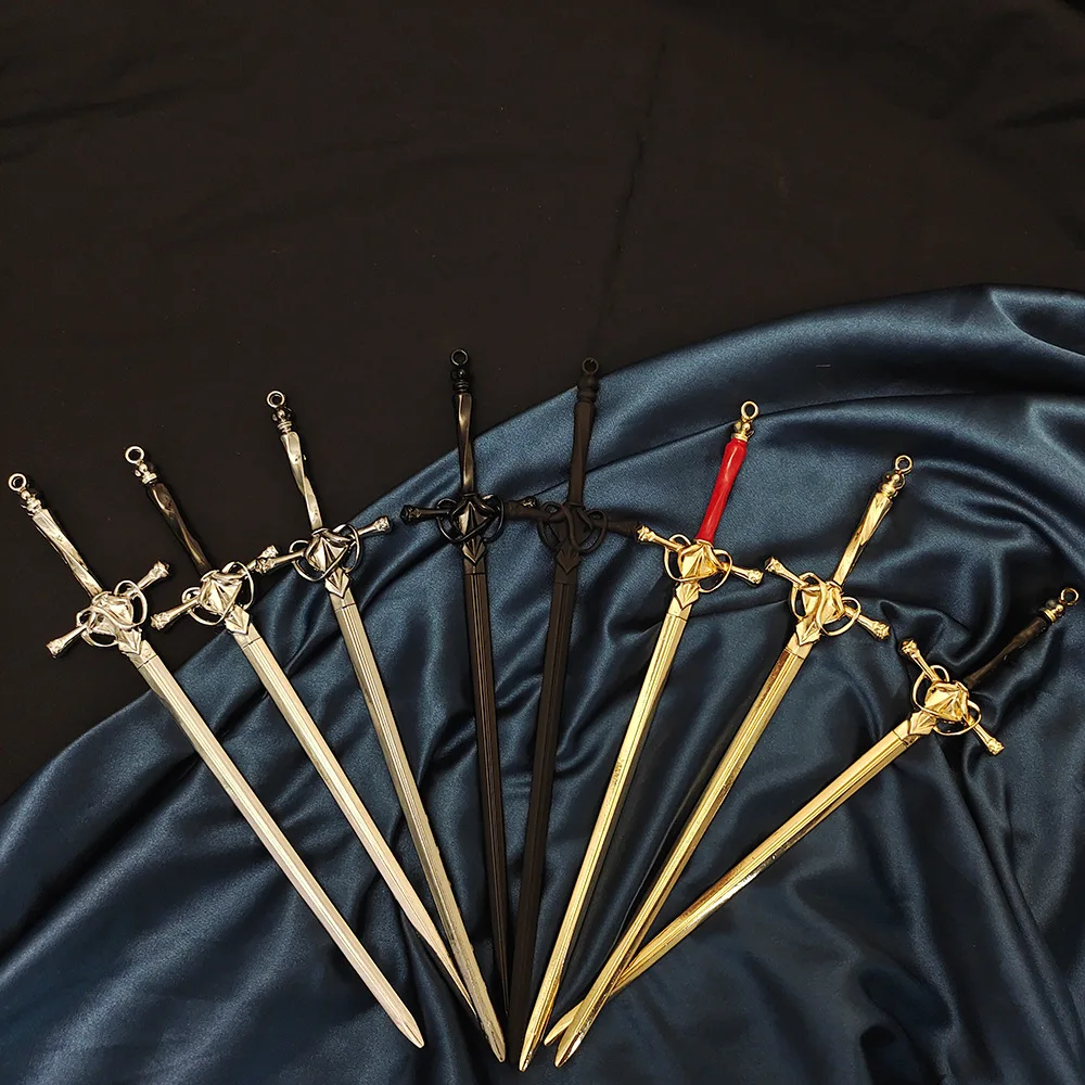 Chinese Sword Shaped Hair Stick Vintage Metal Hairpin Chosptick Elegant Hanfu Accessory Ancient Cosplay Decor Hair Bun Jewelry - view 5