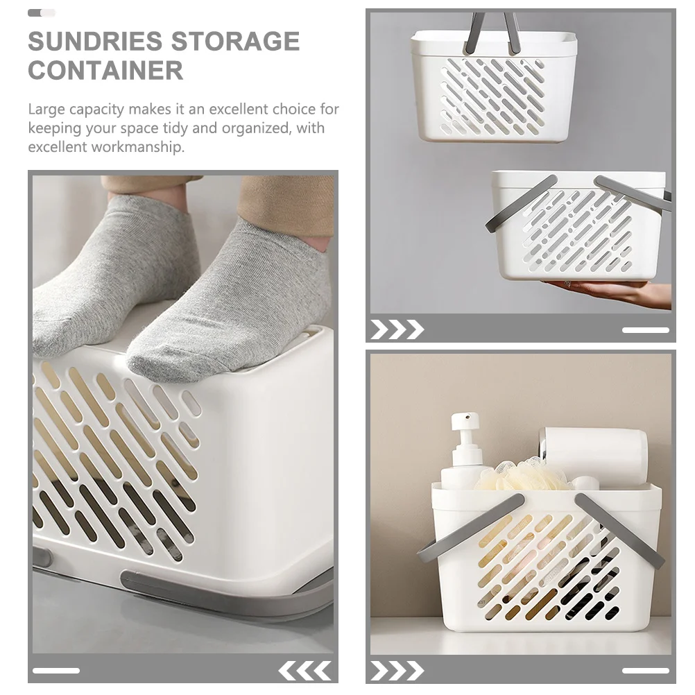 

Portable Sundries Basket Large Capacity Plastic Shower Basket Cosmetics Storage Organizer Bathroom Storage Container