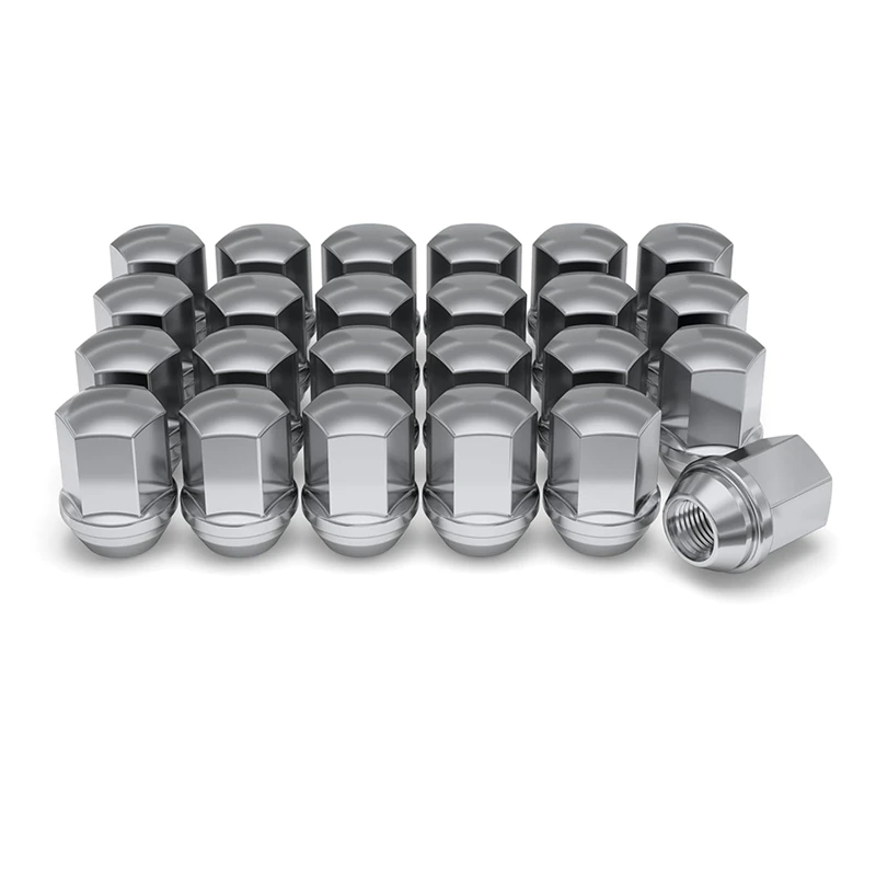 1709D-24AM Solid Piece Chrome M14x1.50 Duplex Bulge Lug Nut For Select Chevy/Chrysler/Dodge/Ram, 24 Pack