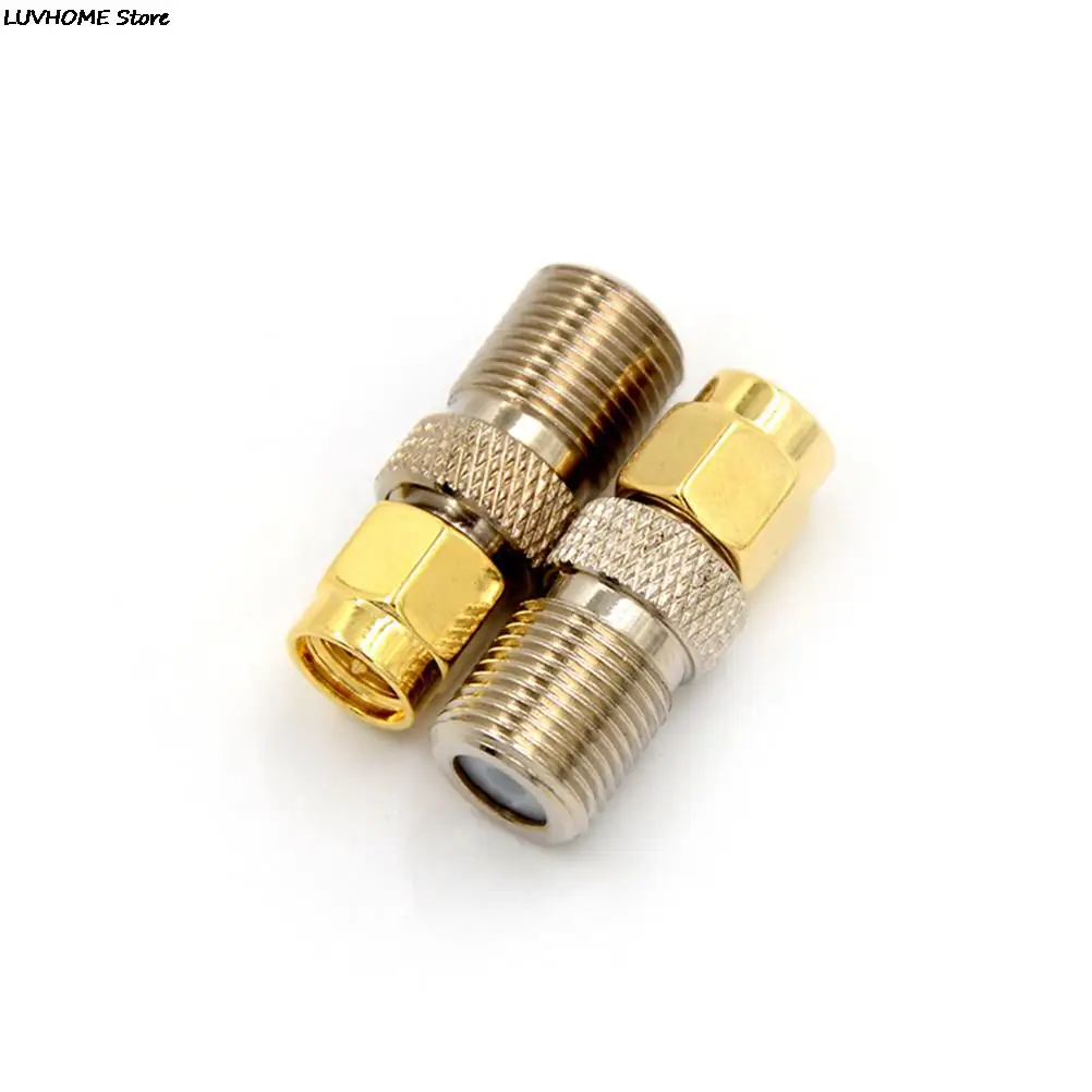 1PCS F Type Female Jack to SMA Male Plug Straight RF Coaxial Adapter F connector to SMA Convertor gold Tone