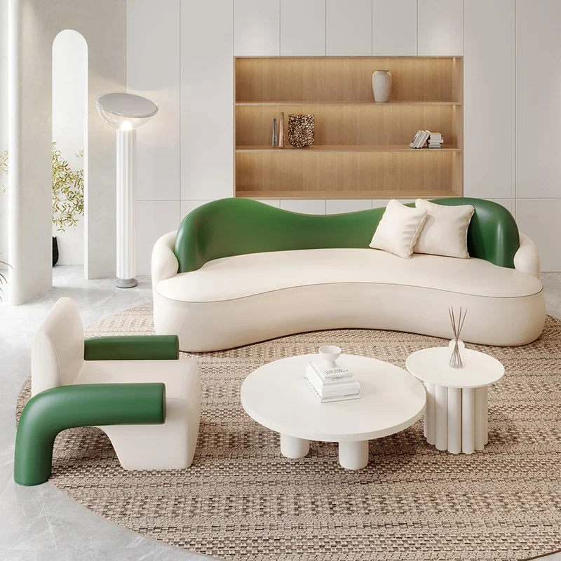 Sofá Moderno de Diseño Verde para Hotel, Impermeable, Grande, Blanco, Estilo Nórdico, Puffs, Sillón Nórdico de Madera, Muebles para Sala de Estar