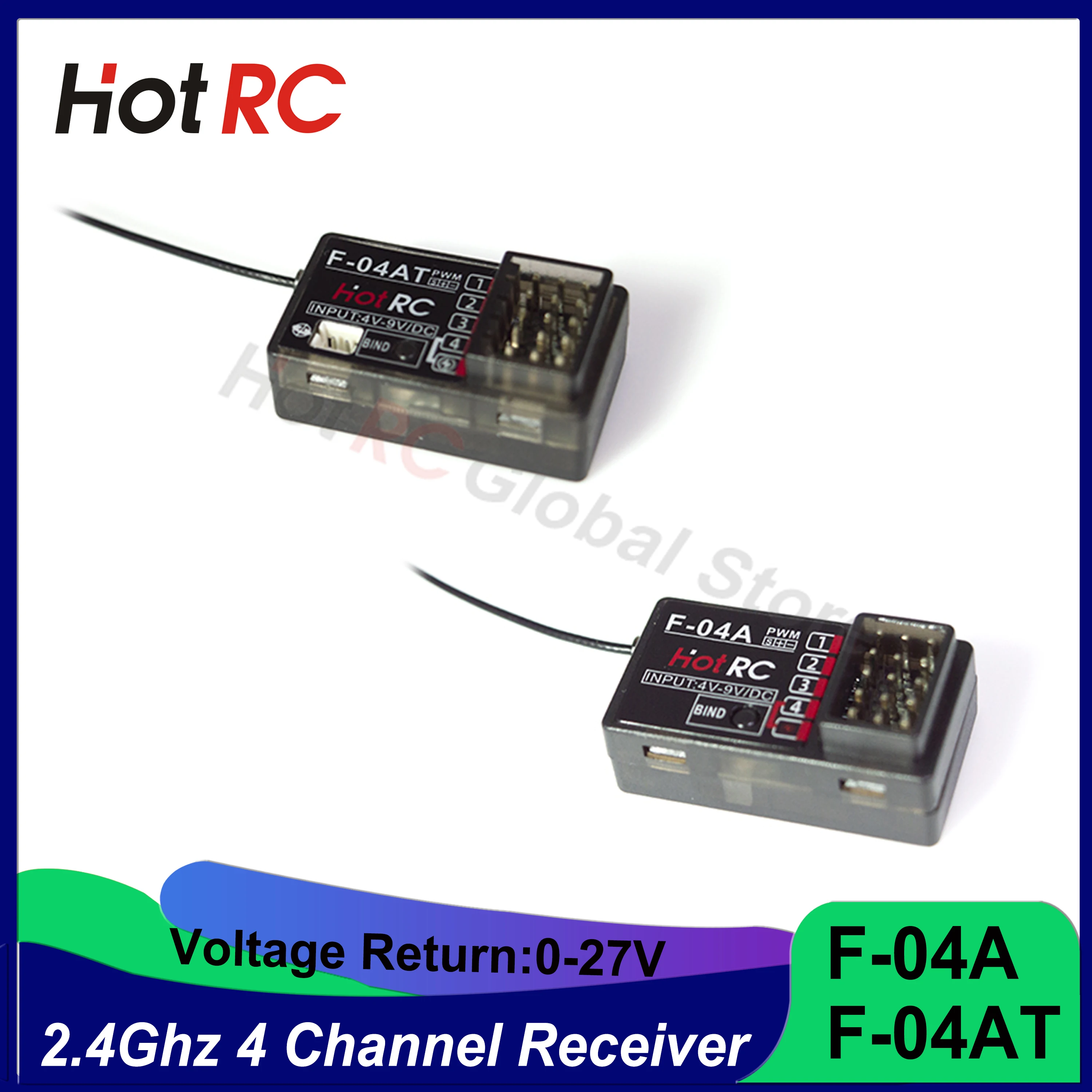 HOTRC-transmisor y receptor de 4 canales, F-04A, 2,4 Ghz, 4 canales, Control remoto, piezas mejoradas para F-04AT, CT-4A, coche, barco, tanque