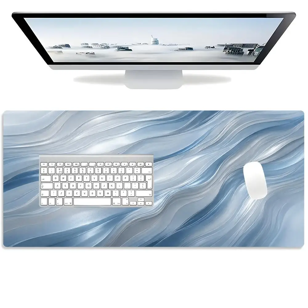 Layered Paper Cut Sage Green Neutral Wave Abstract Minimalist Art Extra Large Non-Slip Extended Rubber Gaming Desk Mouse Pad