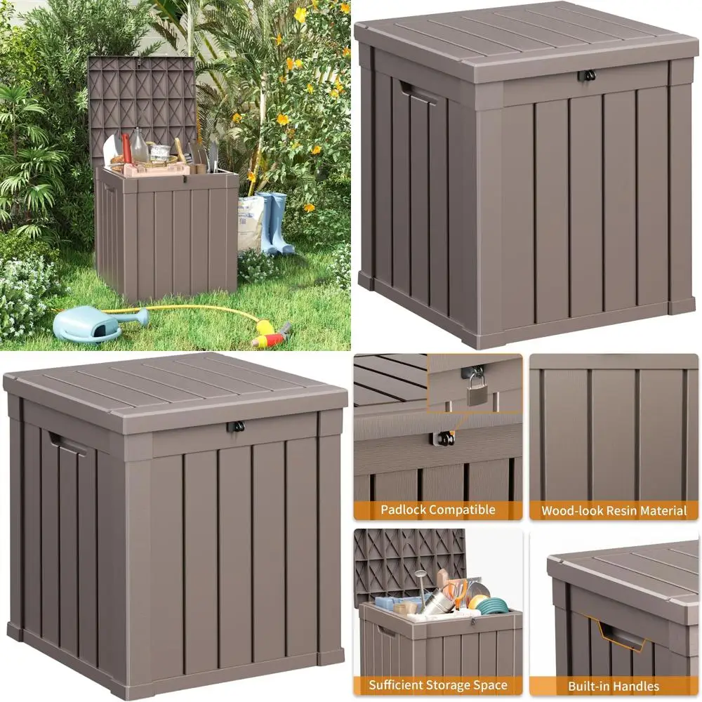 

40 Gallon Lockable Outdoor Storage Box for Patio, Garden Tools, and Furniture - Grey Waterproof