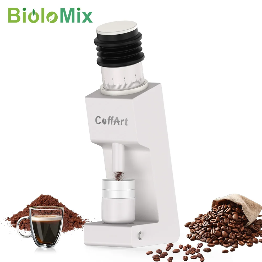 Macinacaffè elettrico di precisione BioloMix, interamente in metallo, di qualità professionale, con macine in titanio dorato a 7 elementi da 48 mm, id