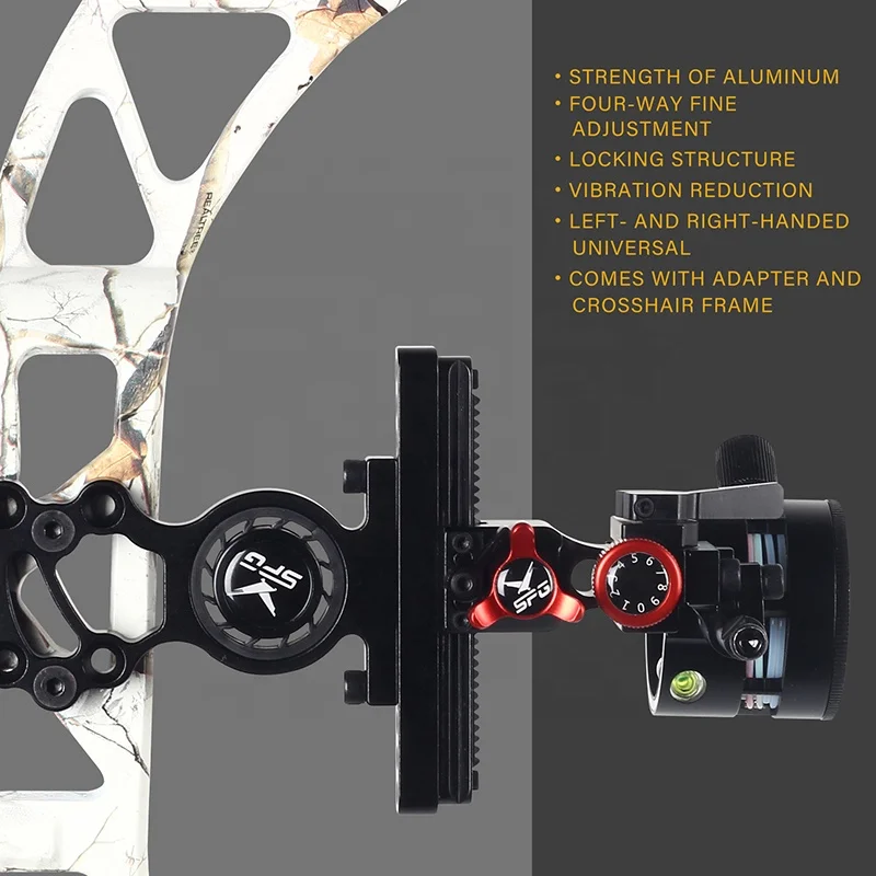 Archery Compound Bow Sight and X6/X8 Magnifier Lens Installable 4 Direction Adjustable Single Pin Compound Sight