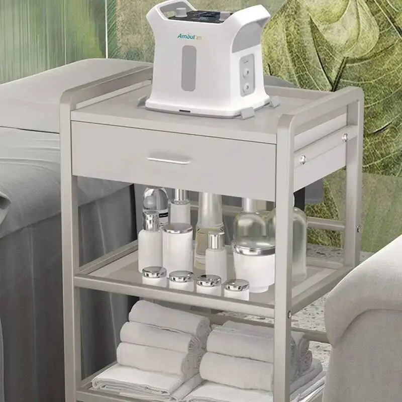 عربة من الفولاذ المقاوم للصدأ لصالون الاستقبال الجمالي، عربة كاريتو المساعدة، منظم دي بيليزا، سبا تجميلية #4