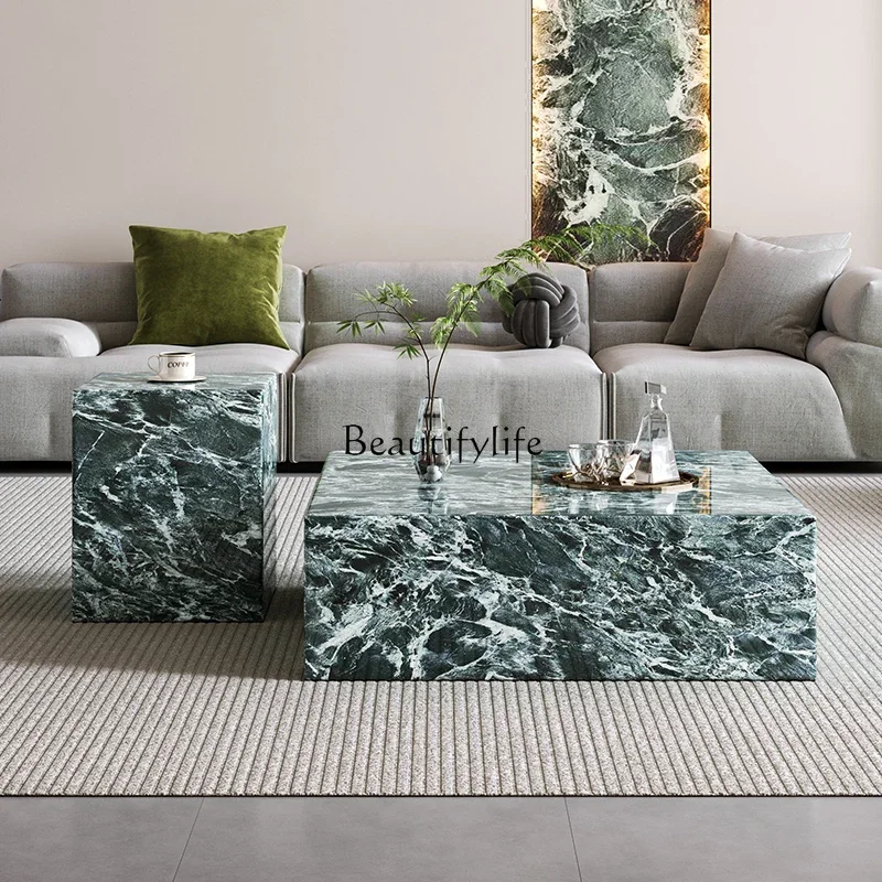 *Living room coffee table side table Italian minimalist rectangular luxury stone high-end light luxury simplicity