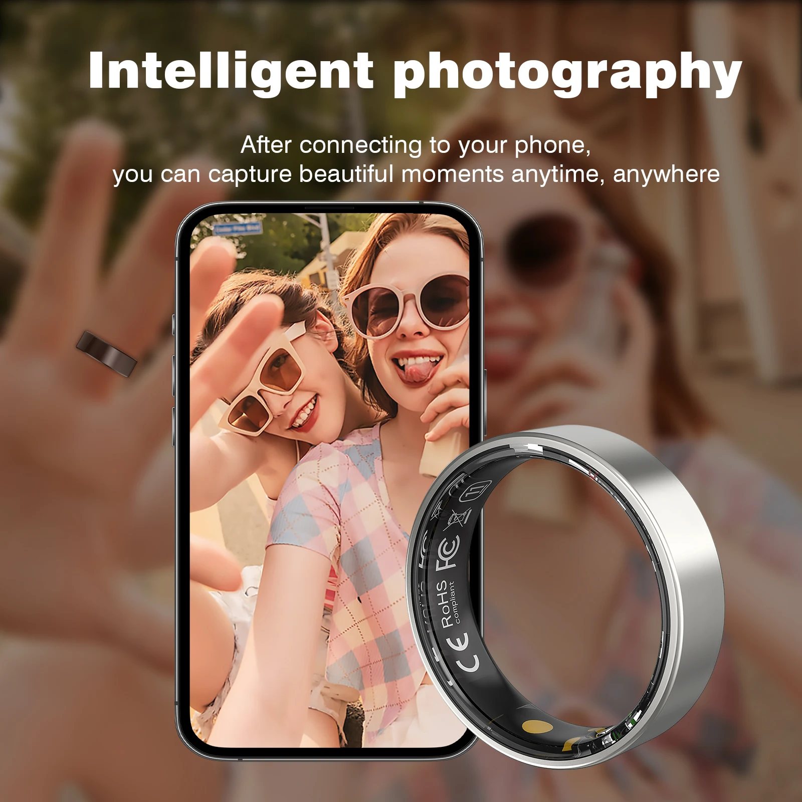 Smart ring, sleep tracking, motion monitoring, compatible with iPhone and Android, smart gift, suitable for men and women