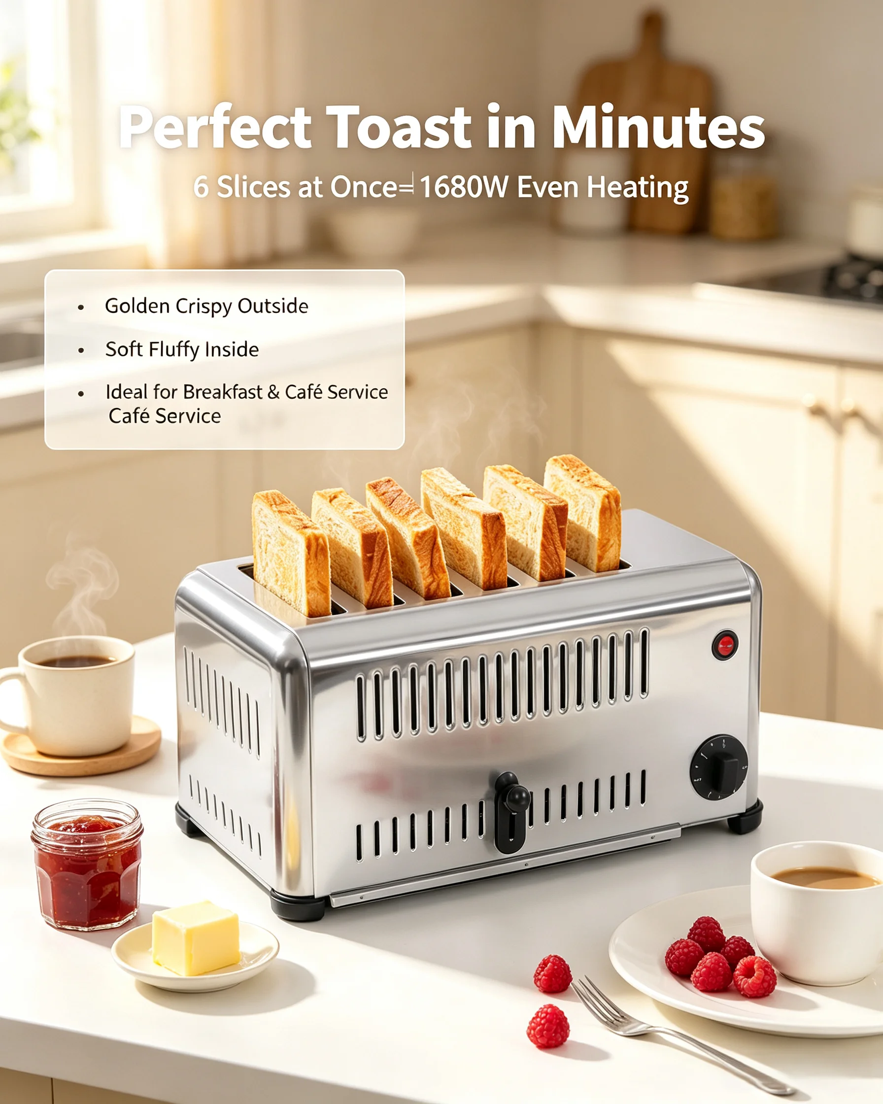 محمصة خبز تجارية بقوة 1680 واط - مراجعة Toaster 4 Slice وسعره