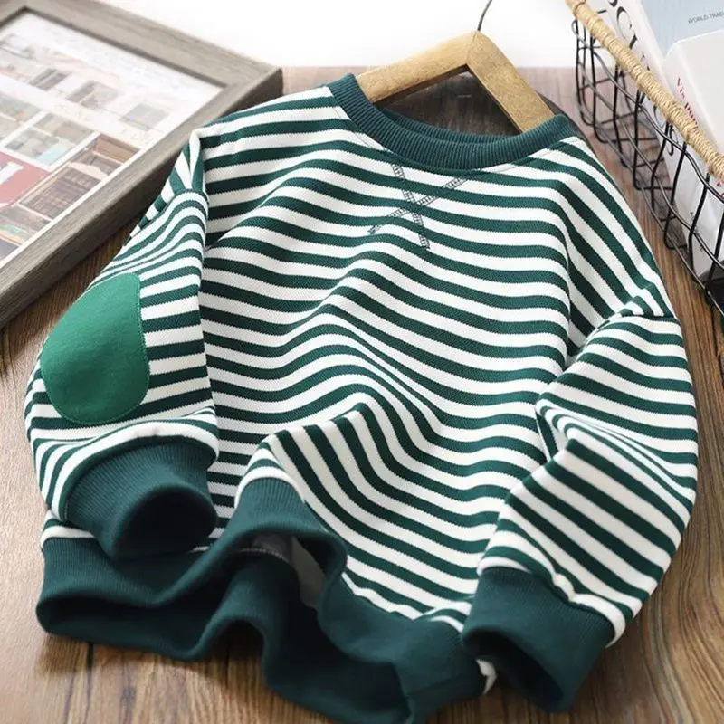 Boys Autumn Winter Long Sleeve T Shirt 2026 New Fleece Sweatshirt Kids Base Layer Top Fashion Streetwear Children Clothing