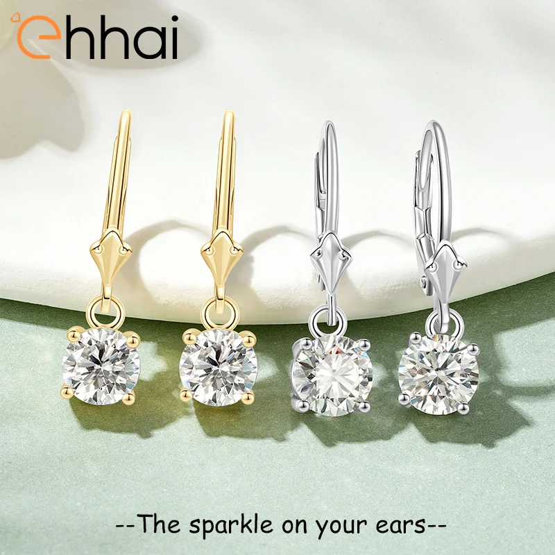 

Сертифицированные Ehhai GRA 1,0 карата, нежные серьги-кольца с муассанитом круглой огранки для женщин, стерлинговое серебро 925 пробы, ювелирные изделия, подарки Pendientes