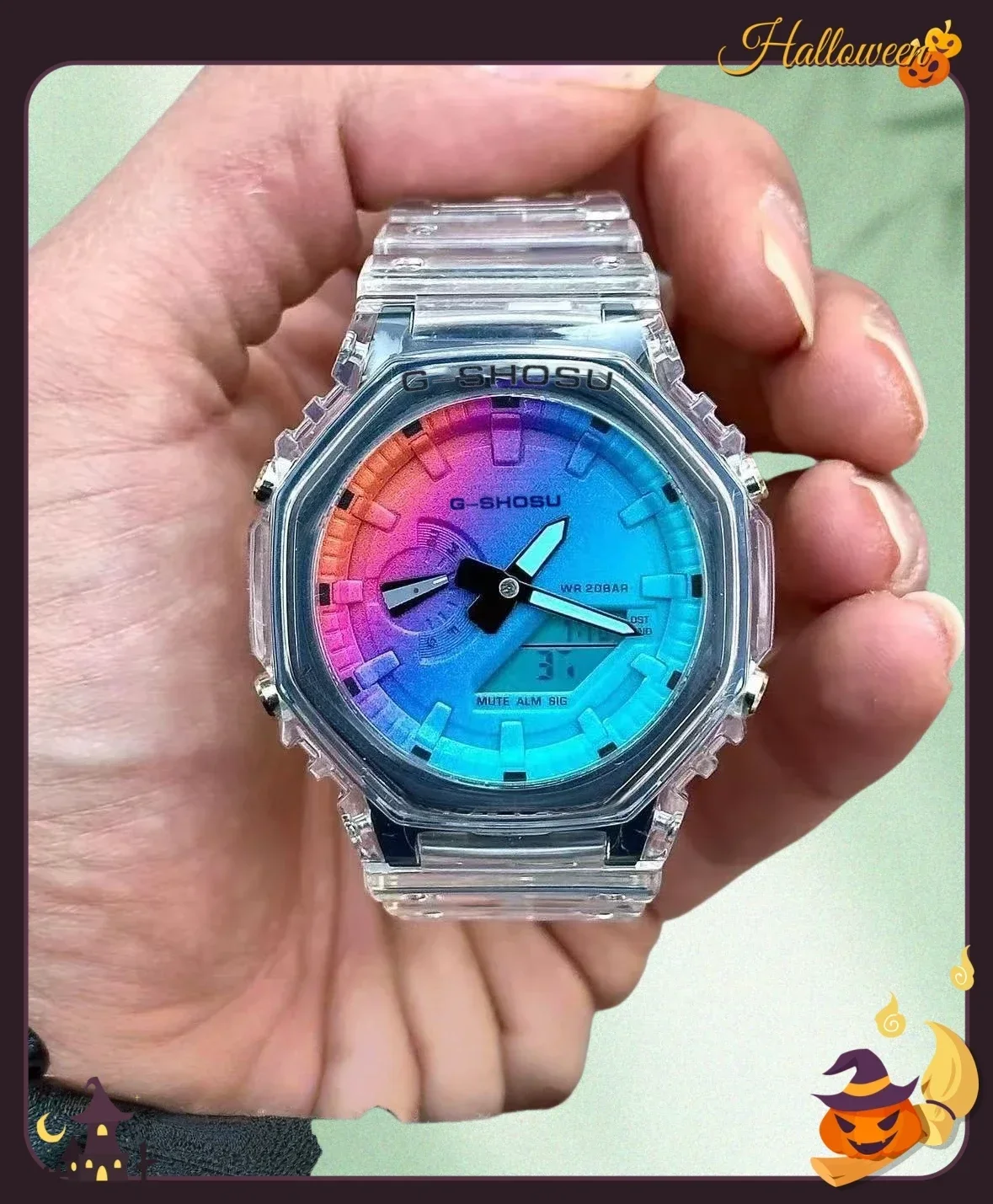 9898 Store Oak Collection Voll funktionsfähige Weltzeit-Vollfunktions-LED-Digitaluhr mit Dual-Display, Unisex, wasserdicht, großes Zifferblatt