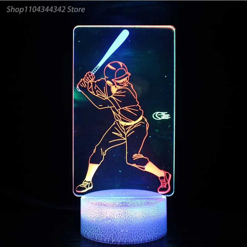 

3D Acrylic Unique Baseball, Badminton, Basketball Night Light, Living Room, Bedroom Creative Ornament, Gift Display Light, USB A