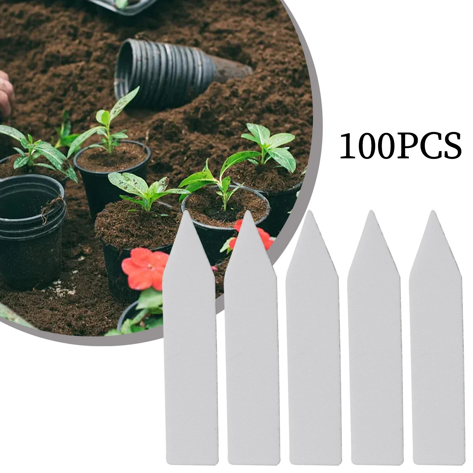 

100pcs Garden Waterproof Plant Labels Sign Tags Plastic Markers Record Plate Flower Vegetables Potted Stakes Tray Mark DIY Tool