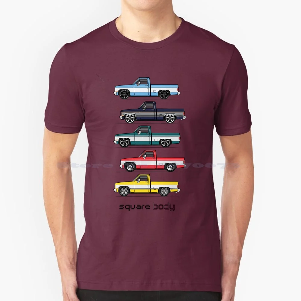 1981-1987 Pickup Trucks T Shirt 100% Cotton Tee 1981 1982 1983 1984 1985 1986 1987 Sierra Scottsdale Truck Square Pickup C K