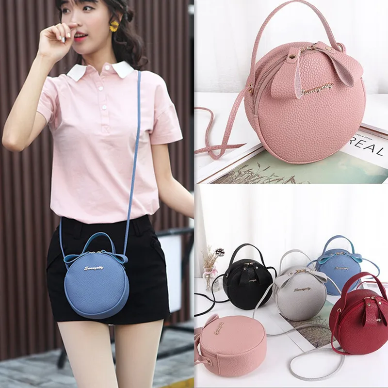 2023 New Fashion Women Bag Simple Circular Messenger Bag Female Mini Round Handbag PU Leather Ladies Crossbody Bag Bolsas