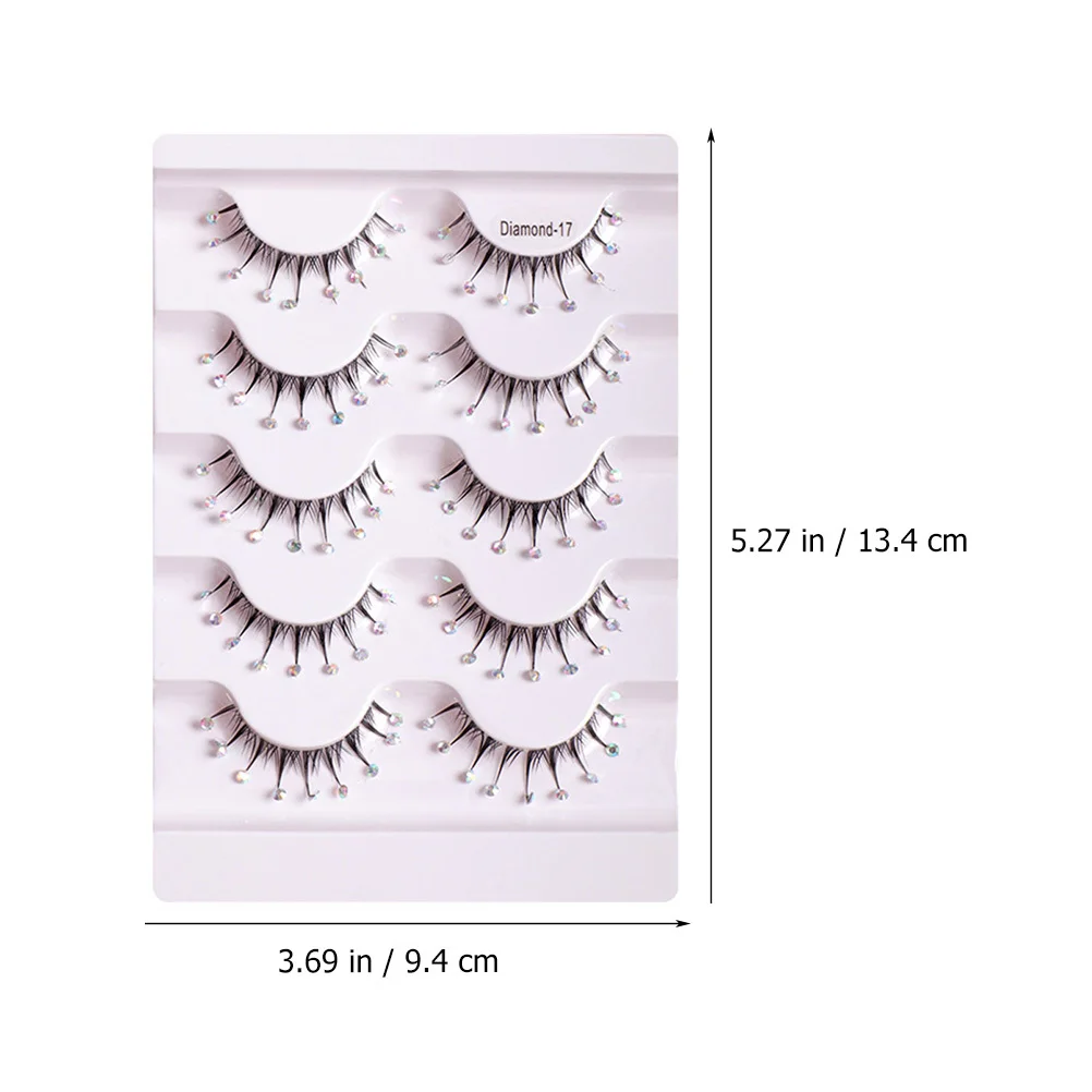 

5Pairs Glitter Fake Eyelashes Natural Eyelashes Extensions Women Beauty Lashes with Rhinestones False Lashes