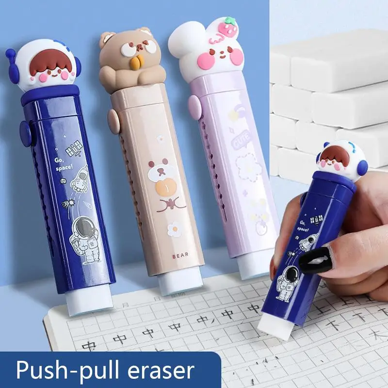 Cat Paw Shaped Erasers Retractable Pen Eraser Stick And Refills Cute Cat Rubber For Kids Students School Office Stationery