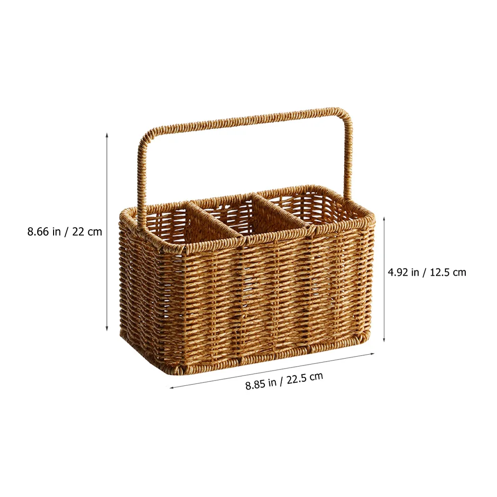 

Kitchen Storage Organizer Box Woven Utensil Holders Cutlery Basket Spoon Fork Silverware Party Organizer Plastic Vine