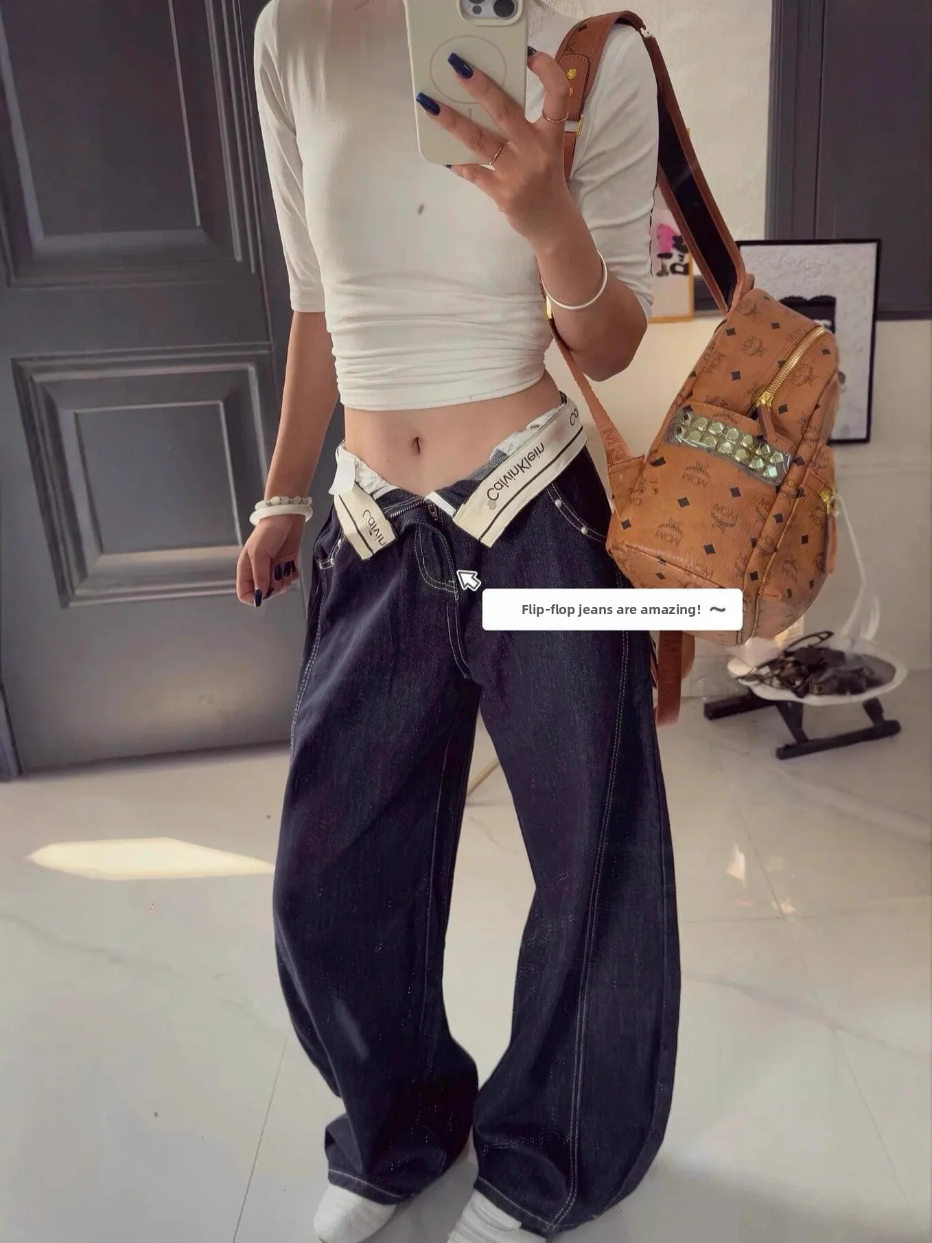 

High Waist Slimming American Style Hot Girl Retro Denim Jeans Women's New Design Loose Casual Wide Leg Pants Large Size