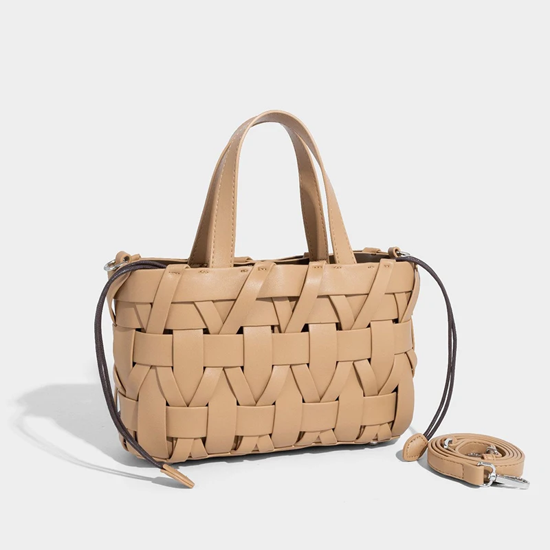 

French-style Elegant Woven Bag High-quality Leather Handbag Stylish Versatile Crossbody Bag Niche-design Solid-color Casual Bags
