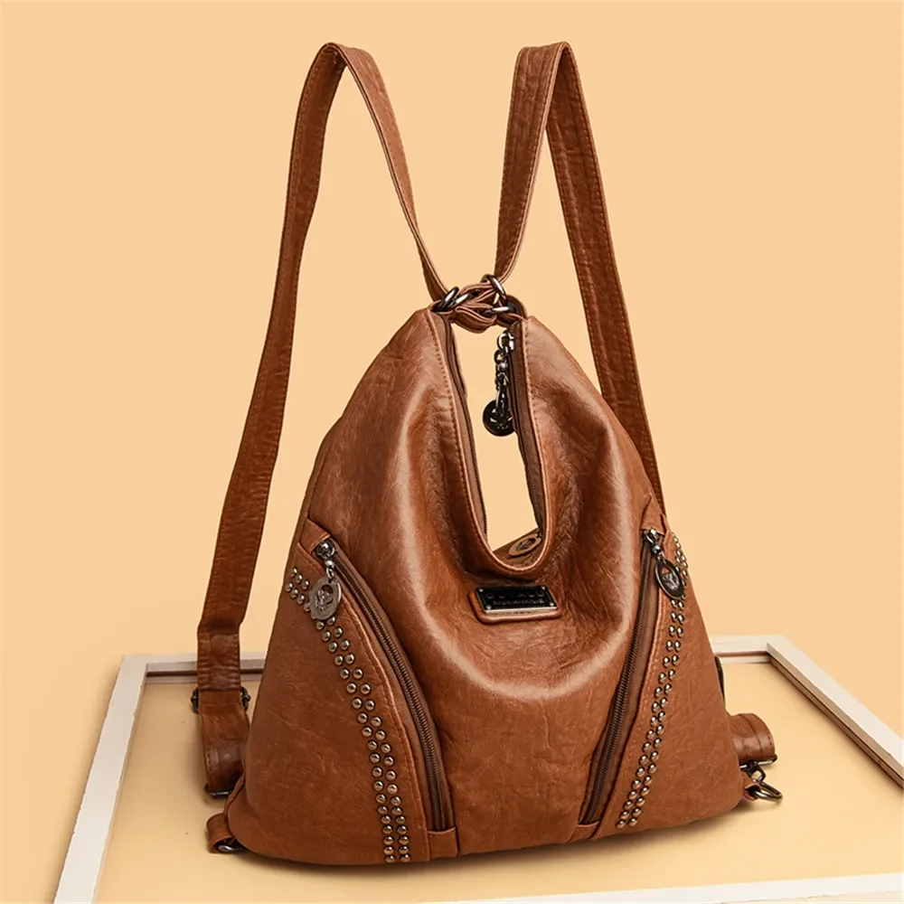 Women High Quality Leather Backpacks Vintage Female Shoulder Bag Sac A Dos Travel Ladies Bagpack Mochilas School Bags for Girls