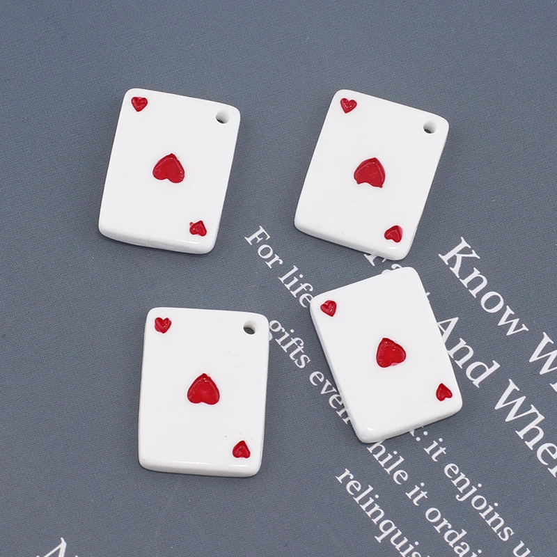 Dijes de cartas de póker Spades Ace, colgantes de resina para pendientes, collar, llavero, accesorios para hacer joyas Diy, 16mm, 10 unidades