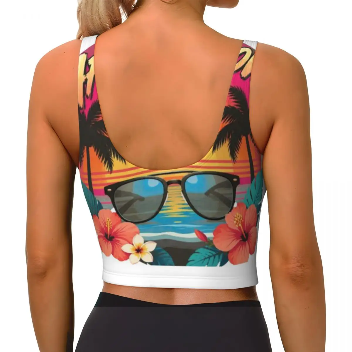 Quick Dry Sports Top Afterglow Club Retro Tropical Sunset Summer Aesthetic T-Shirt Travel Packing Outfit Off Shoulder Sports Top