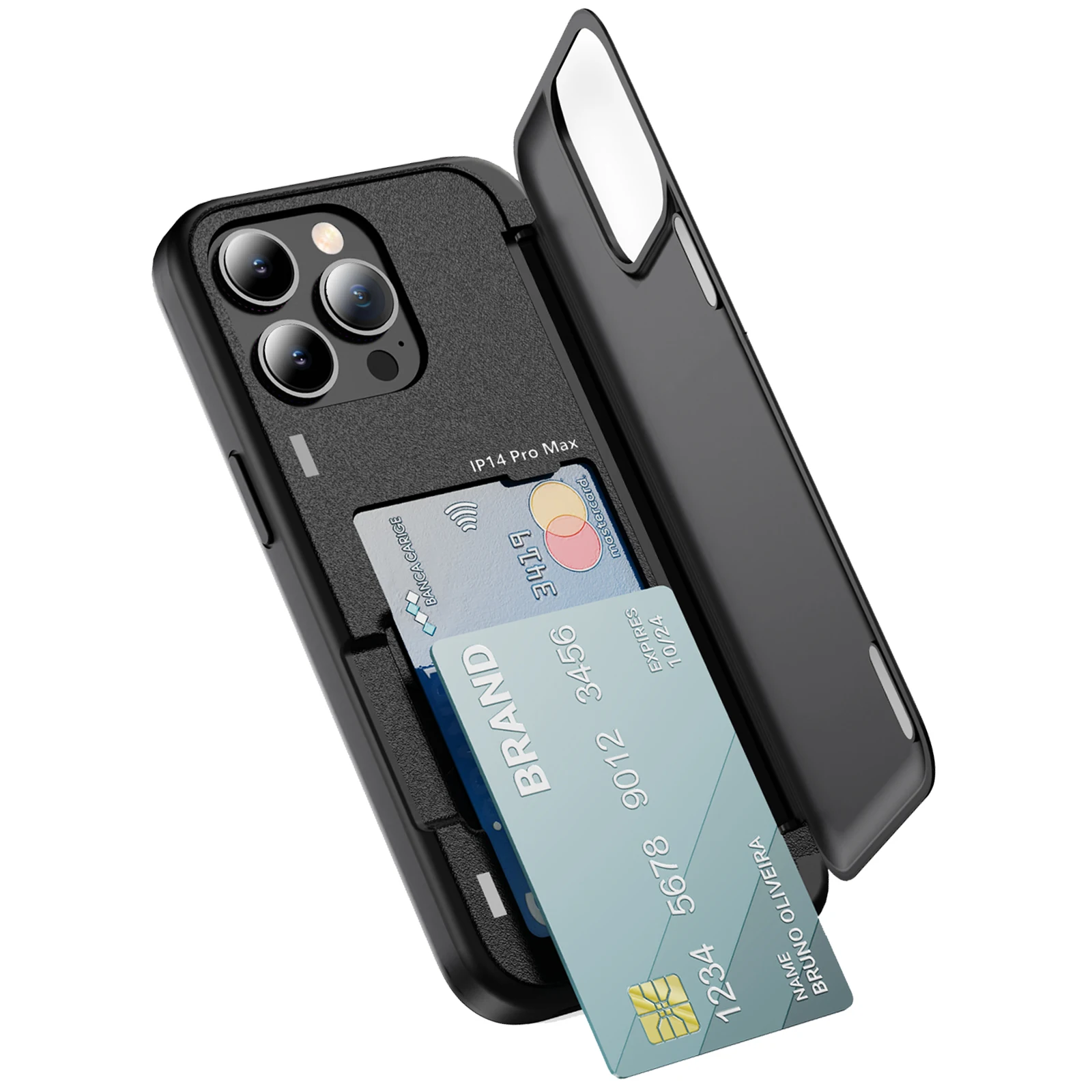 

Shockproof Flip Hidden Card Holder Wallet Case for iPhone 15 Pro Max, 14, 13, 12, Hybrid Heavy Duty, Card Pocket Kickstand Cover