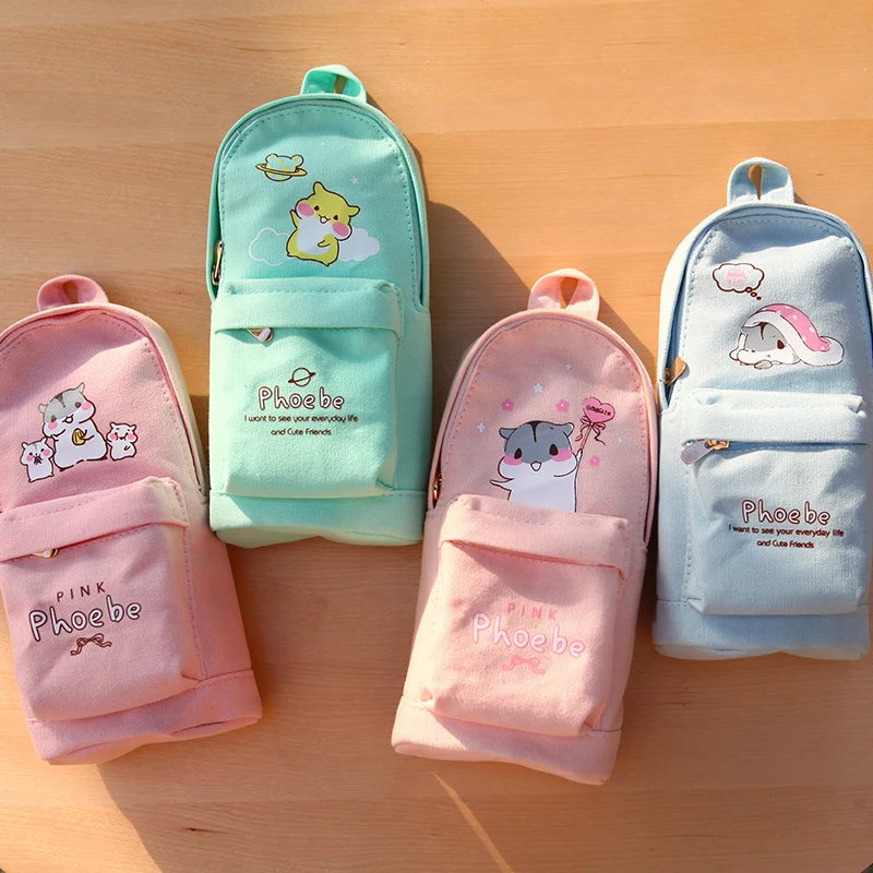 Creative Korean Style Backpack-Shaped Pencil Case Simple,Cute,and Perfect for Student Trendy Canvas Design with Large Capacity