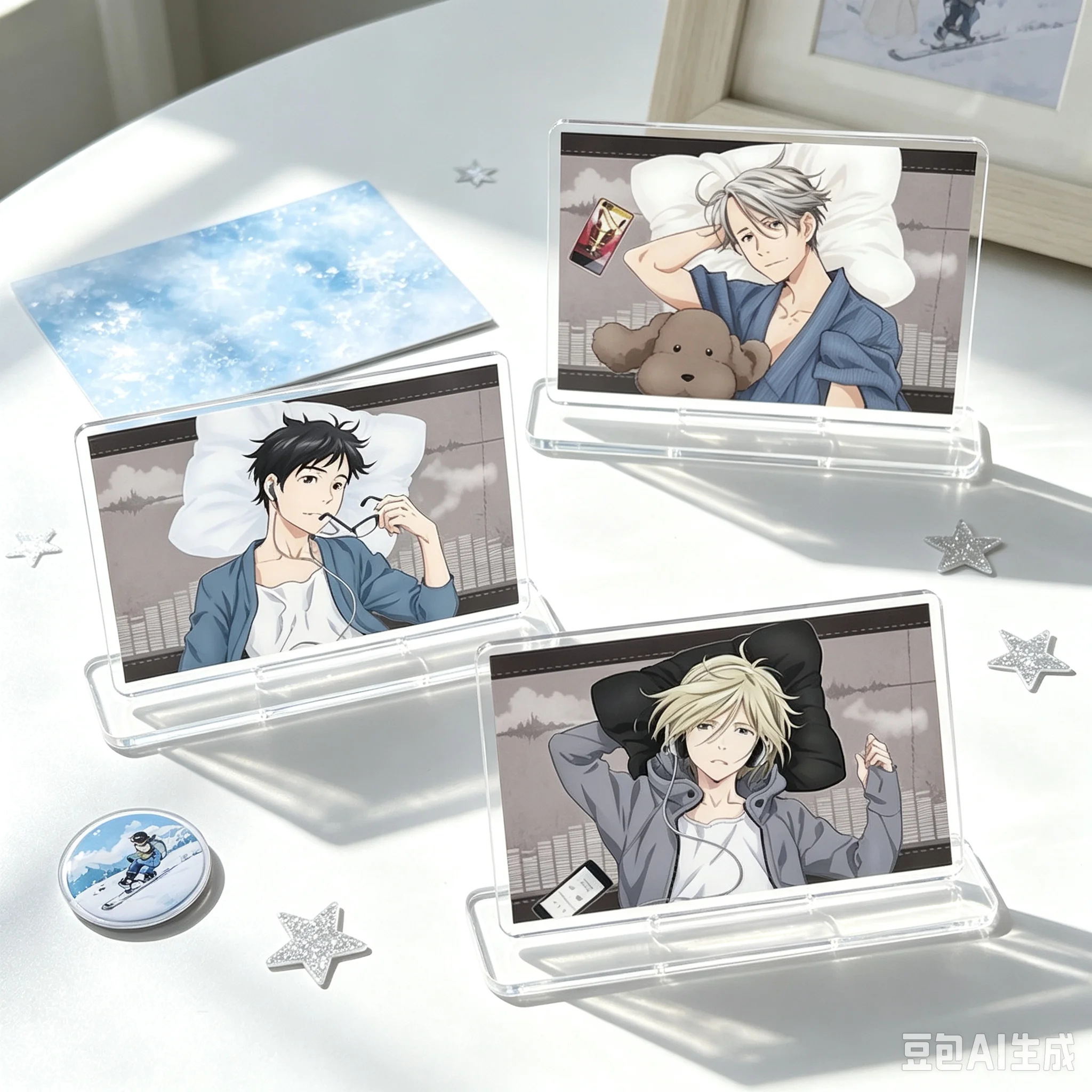 Hot 15CM Bookshelf Decoration Anime Yuri!!! On ICE Figure Peripheral Collection Acrylic Stand Model Decorations Gifts Keychain