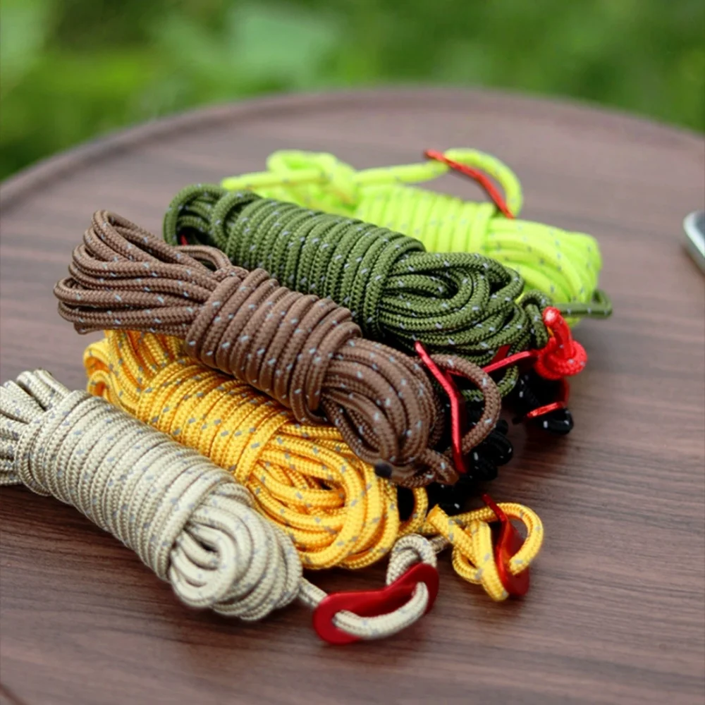 

Outdoor 4MM Durable Tent Rope Luminous High Reflective Tent Rope with Buckle Multi-Function Sturdy Tent Rope for Beach/Camping