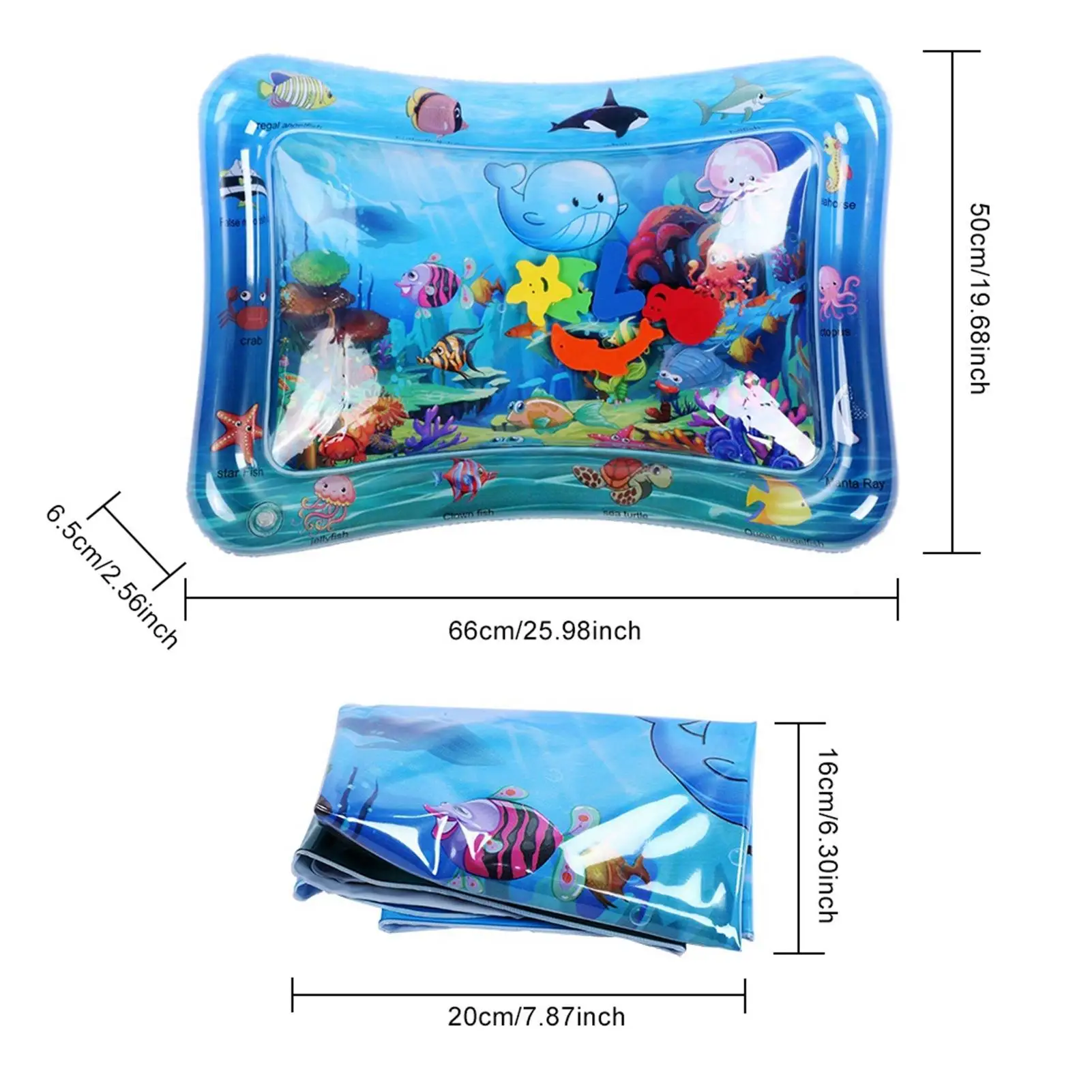 Baby Kids Inflatable Water Air Mat - Underwater World Infant Activity Play Pad