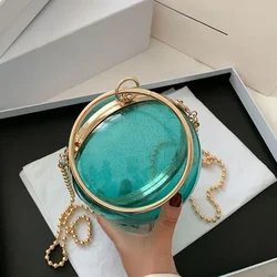 YoReAi 2022 New Acrylic Transparent Spherical Clutch Pack Luxury Brand Women Messenger Bag Evening Handbag Chain Shoulder Bags