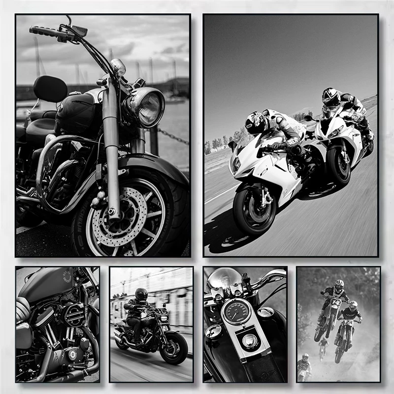 Vintage Motorcycle Dirty Bike Rider Photo Retro Vehicle Poster Canvas Painting HD Printed Wall Art Pictures Home Interior Decor