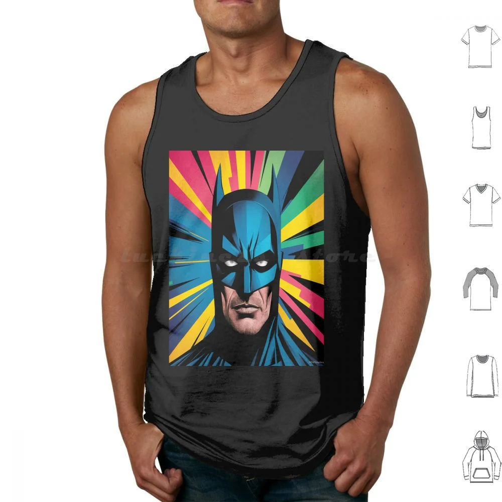 Superhero Pop Art Colorful Bat Tank Tops Vest Sleeveless Pop Art Superhero Colorful Fanclub Comics Arkham Universe Bat