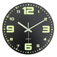 12Inch Wall Clocks Glow In The Dark Clock Silent Wall Clock Non Ticking Night Lights Luminous Wooden Vintage Wall Clock