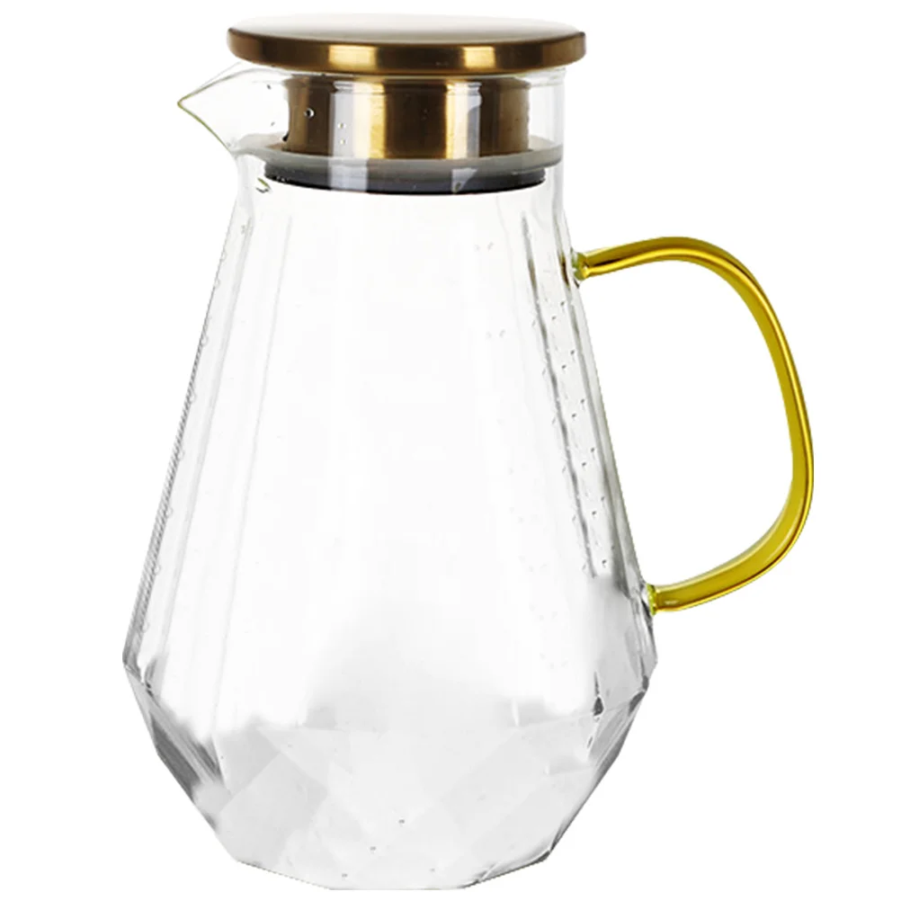 

Household Glass Pitcher Cold Water Kettle Large Capacity Heat Resistant Beverage Jug Lid Spout Kitchen