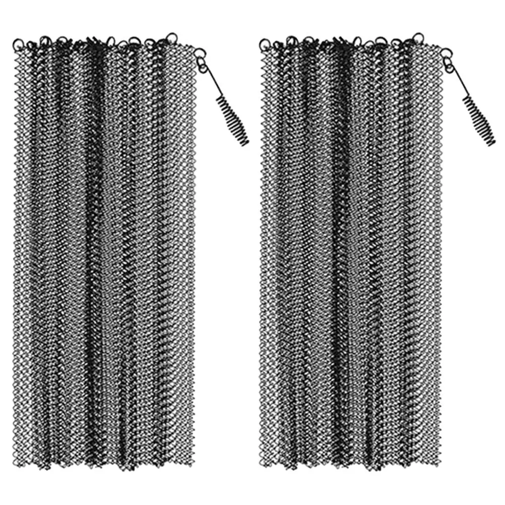 

2pcs Mesh Fireplace Screen Curtains Metal Panels For Home Iron Sparks Guard Black High Temperature Resistant Hearth Accessory