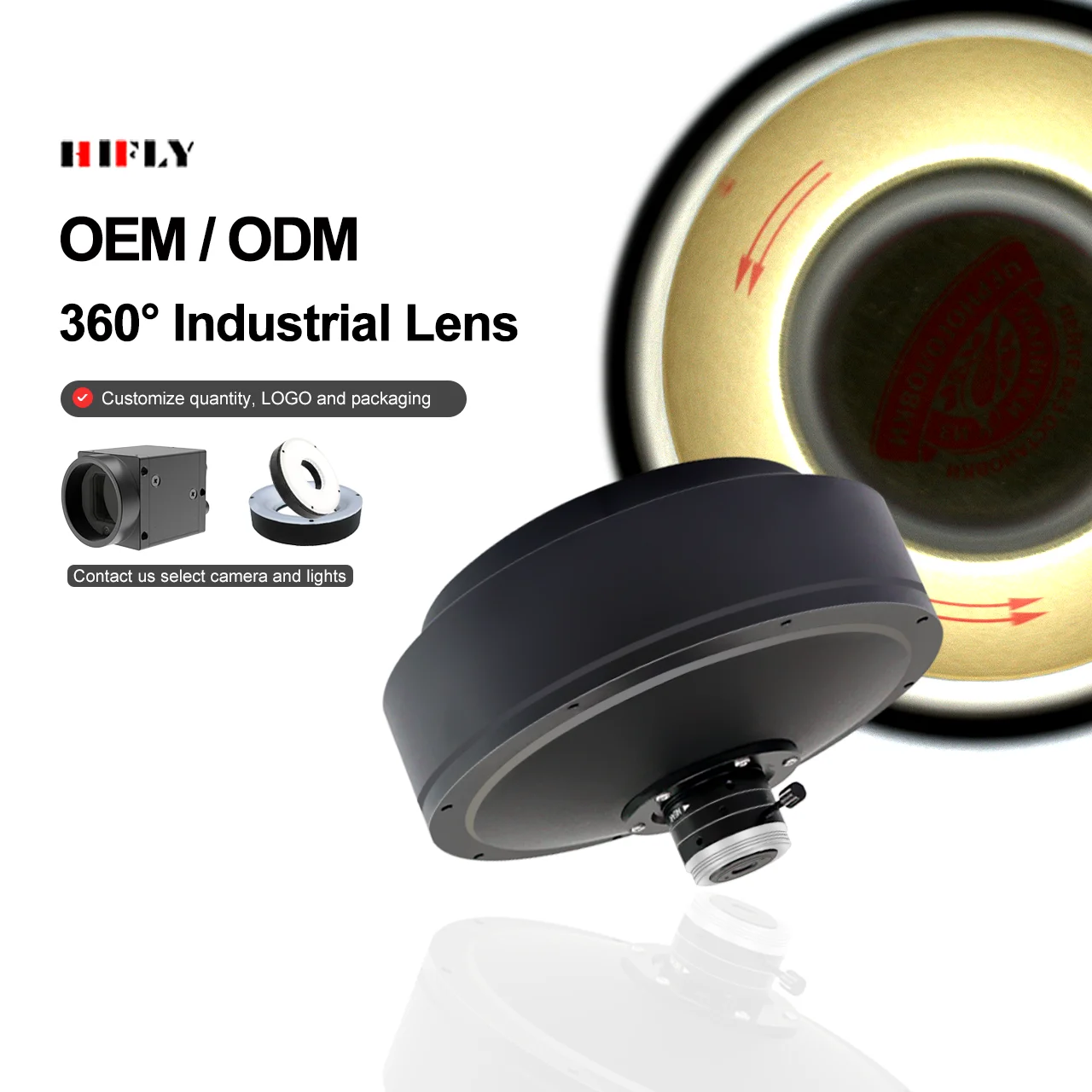 HIFLY Machine Vision C Mount 360 Degree Outer Inspection Imaging Industrial Lens