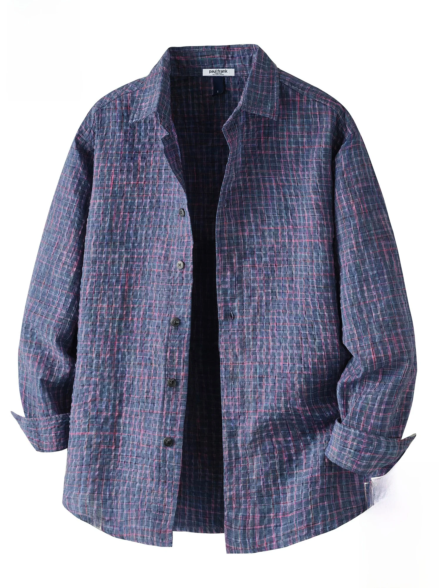 

PaulFrank Spring Trendy Bubble id Men's Texture Casual Open Cardigan irt Loose Fit Long Sve Button down