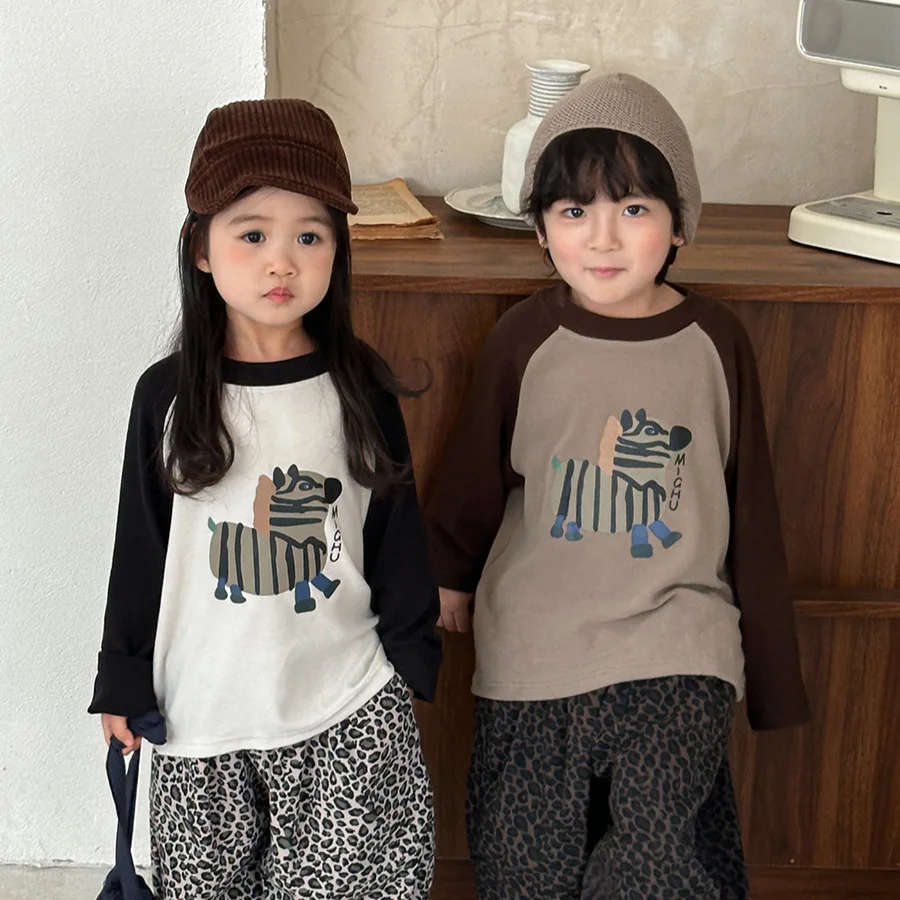 

Children T Shirt 2025 Autumn New Sanding Long-sleeved T-shirt Cartoon Bottoming Shirt For Boys And Girls Tees