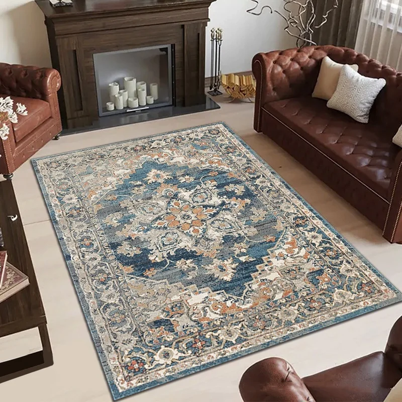 VIKAMA American Vintage Carpet Crystal Velvet Large Area Living Room Rug Light Luxury Sofa Coffee Table Mat Study Bedroom Rug