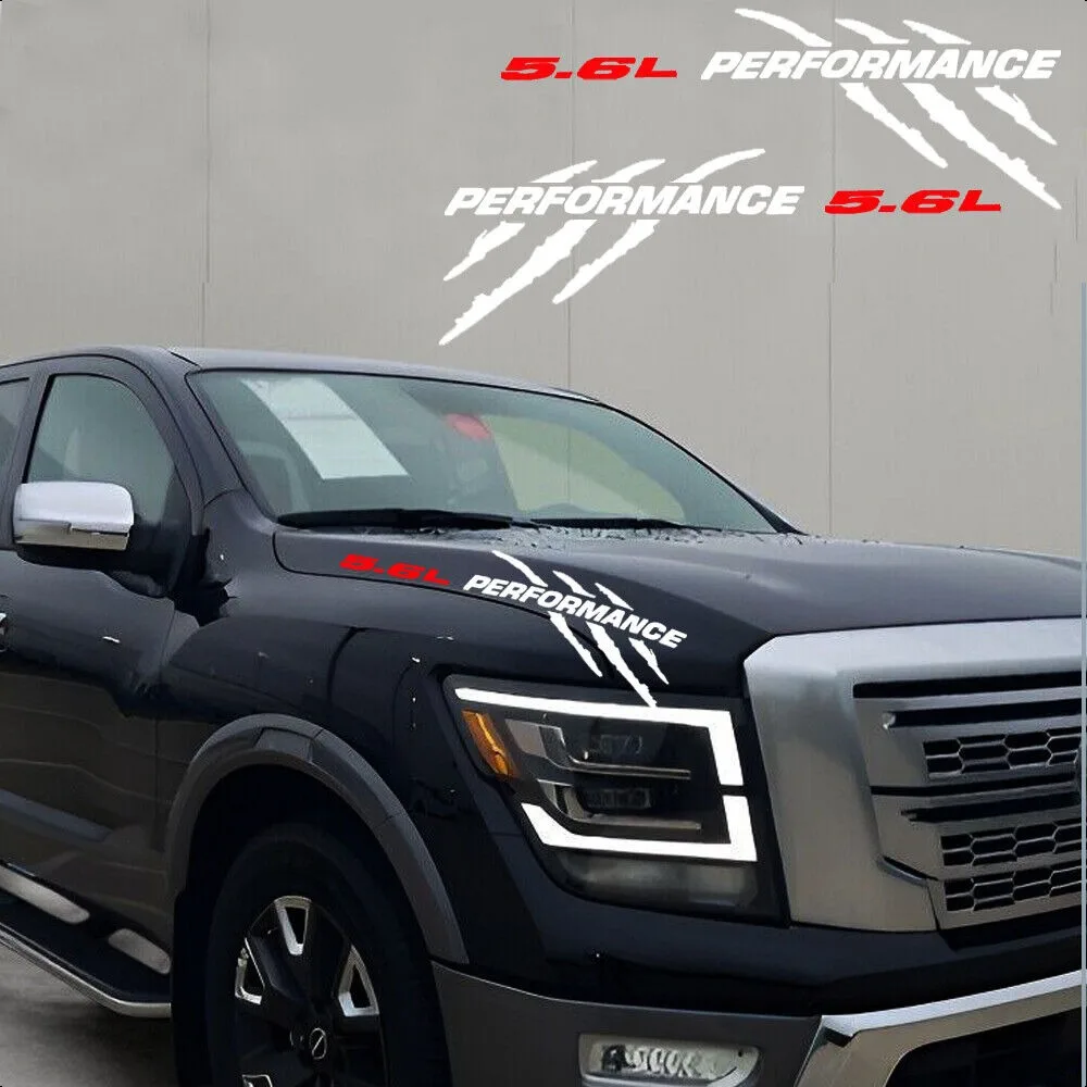 5.6L PERFORMANCE Car Stickers for Nissan Titan Endurance Pro-4x Truck Car Head Claw Decals 2pcs