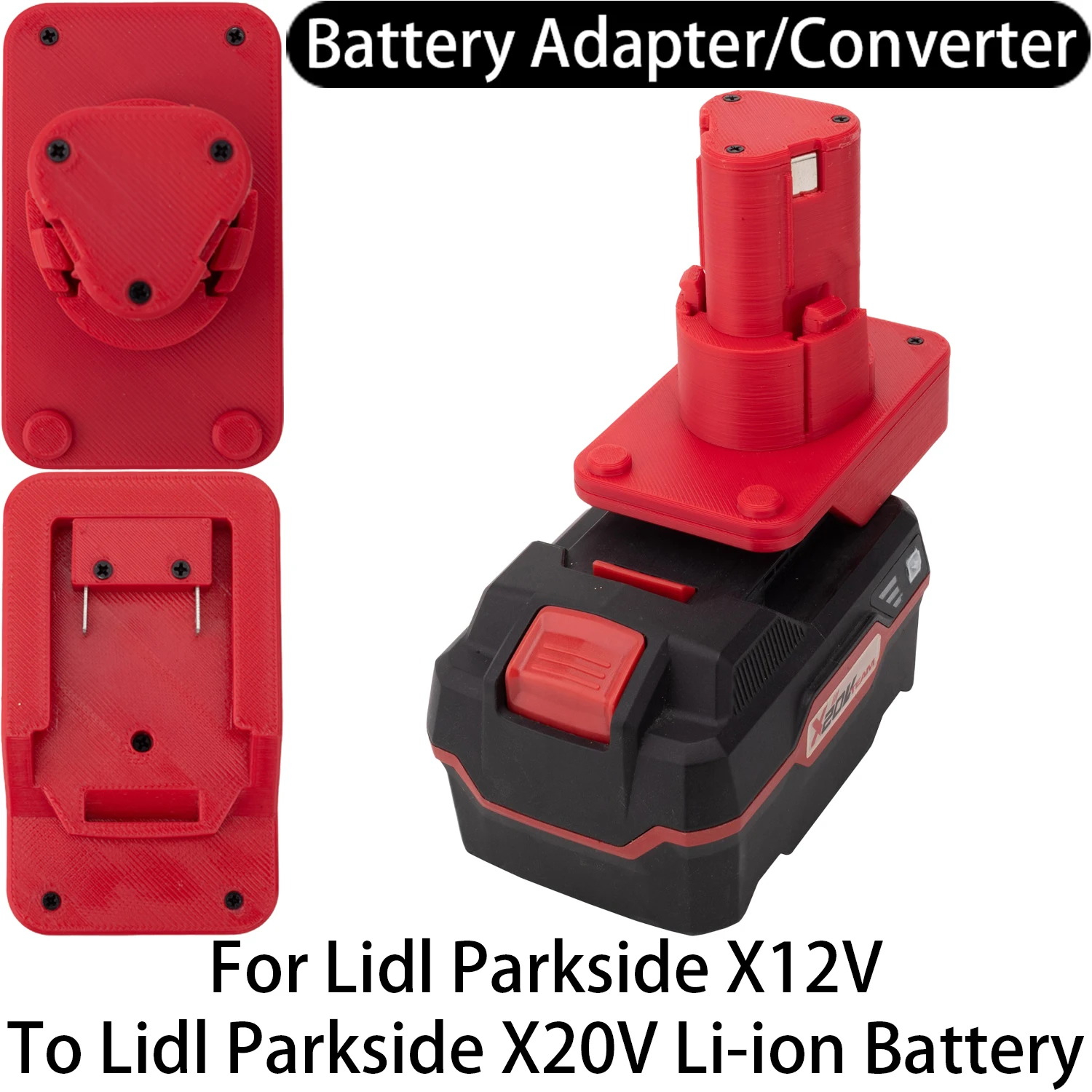 Batterieadapter-Konverter für Lidl Parkside X12V Li-Ionen-Werkzeuge zu Lidl Parkside X20V Li-Ionen-Batterie-Adapter Werkzeugzubehör