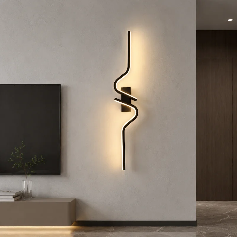 Fishhook Wall Sconce Modern LED Pendant Light Aluminum Minimalist Decorative Accent for Living Room Bedroom Home Decor Lighting