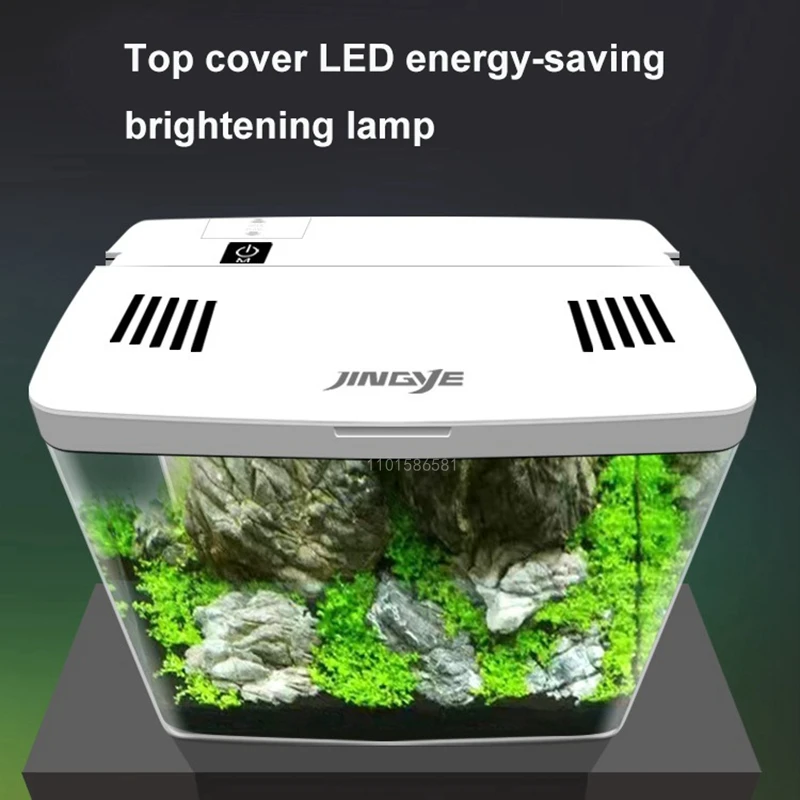 USB Aquarium Fish Tank No Water Change Self-circulating Ecological 5L Fish Tank with Slient Pump Led Lamp for Office Home