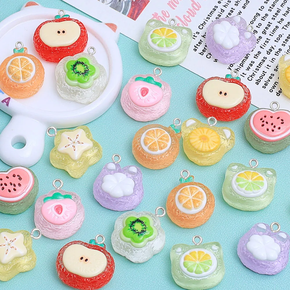 20pcs Ice-transparent cartoon mini refreshing fruit resin pe